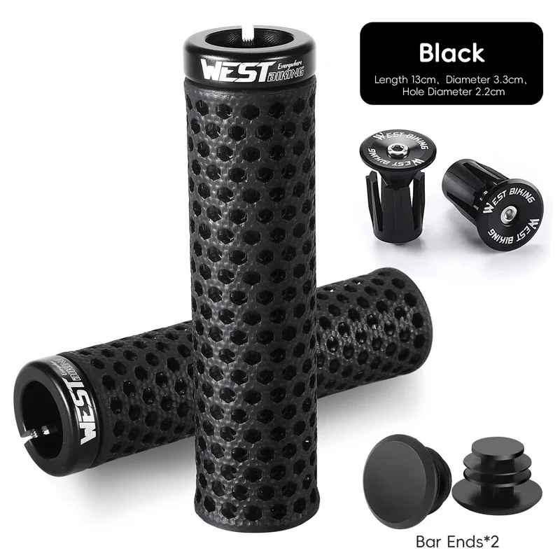 

WEST BIKING Bicycle Grips 3D Printed MTB Bike Handlebar Grips Shock Absorbing Locking Handlebar Grip Non-slip Cycling Accessori