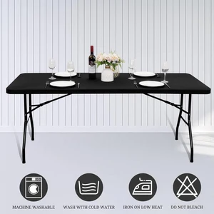 Elastic Spandex Tablecloth, 4/6/8ft, stretch, rectangular, washable and wrinkle resistant to the patio table, 1 pc 10 Main Sales Tablecloth 4 Chairs - №3