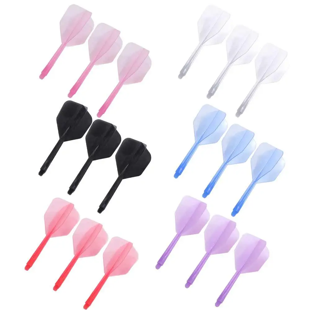 3 uds lanzamiento 2BA dardos cola ejes de plástico volantes de dardos anticaída vuelos de dardos multicolores transparentes