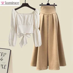 Large Women's Autumn Set Women's 2023 New Style Wear Korean Top Women's Slim Half Skirt Two Piece Set Winter Clothes Womenskirts