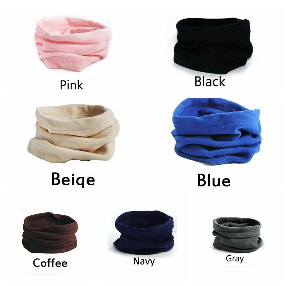 Fashion Solid Color Ski Snood Scarf Thermal Women Men Beanie Hat Hood High Quality Polar Fleece Face Mask Neck Warmer