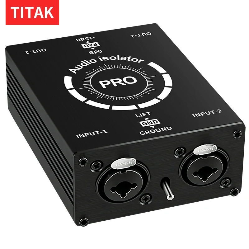 Audio Current Noise Eliminator 2-Way Audio Isolator XLR 6.5 Lotus for Mixer Live Broadcast Home Studio Kit