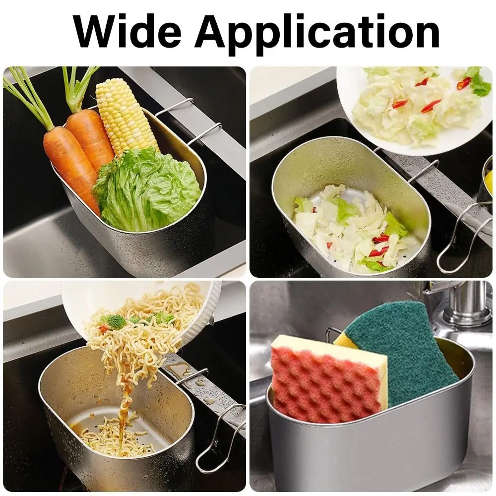 Stainless Steel Portable Strainer Wall Hanging Space-Saving Drainage Basket Time-Saving Rust-Resistant Kitchen Strainer for Home