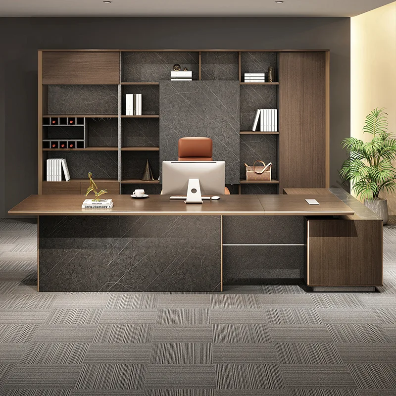 Modern high-end desk boss table light luxury atmosphere president chairperson office furniture full set of tables