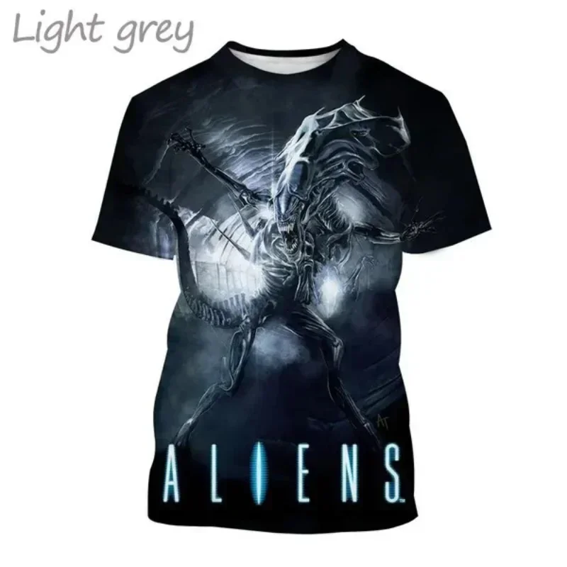 Aliens Movie Theme Full Print Short-sleeve T-shirt Unisex Casual Round Neck Top Trendy Daily Wear
