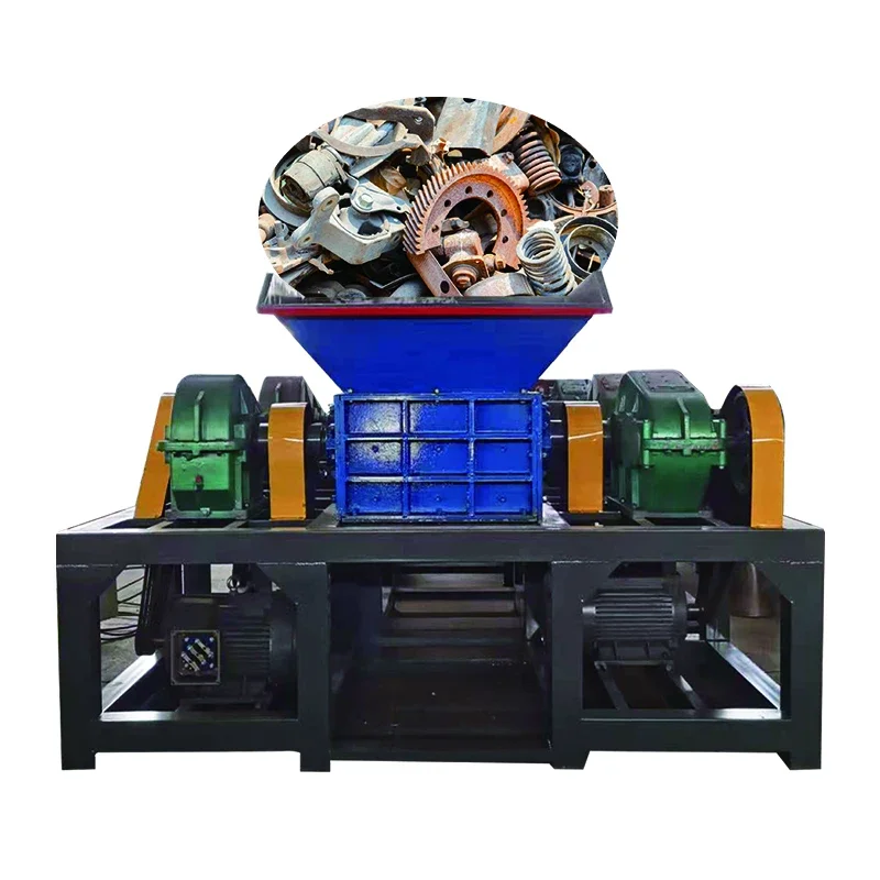 Multifunctional Double shaft aluminum can / scrap metal / carton shredder machine for multi purpose