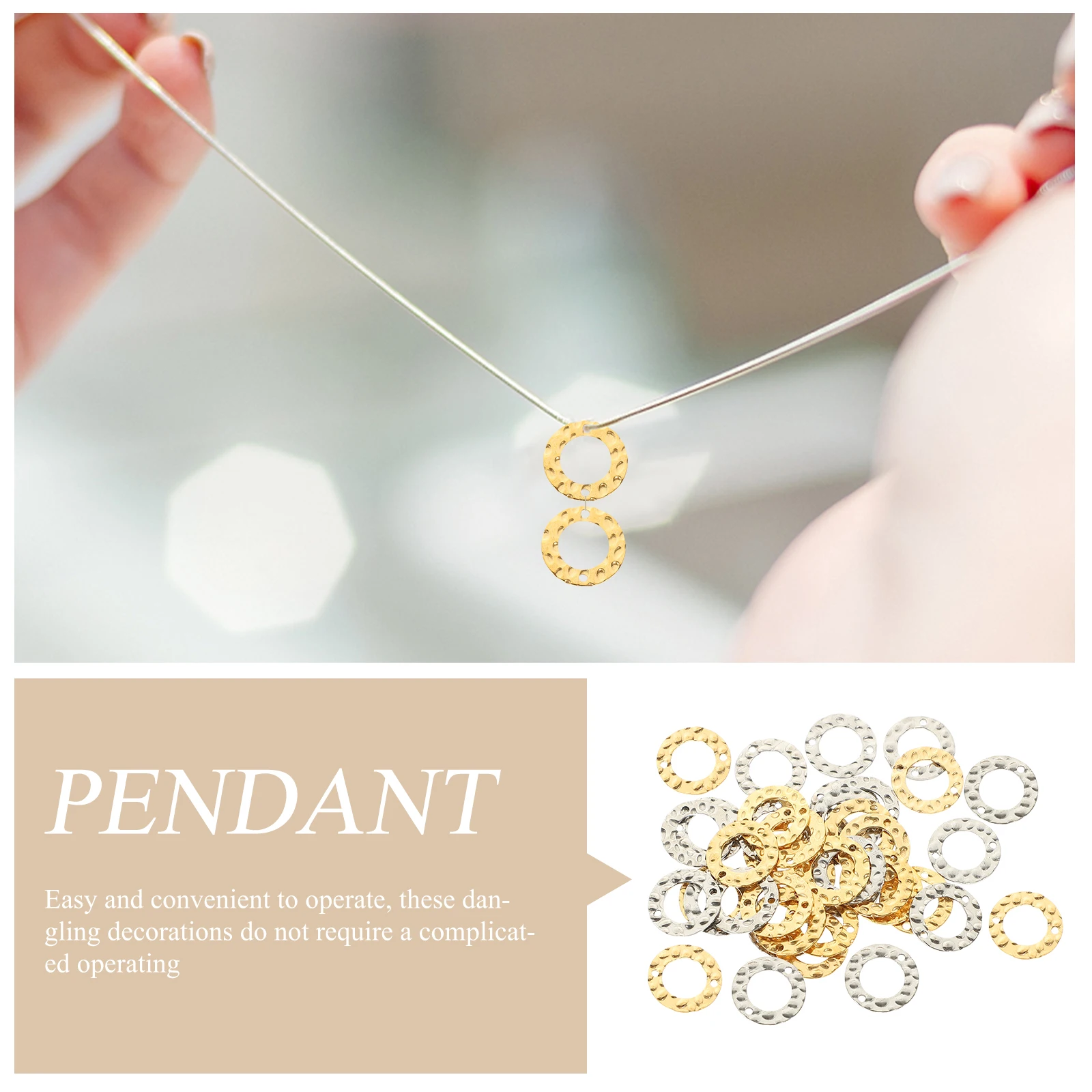 

40pcs Jewelry Disc Pendants Double Hole Stainless Steel DIY Necklace Bracelet Earrings Accessories Golden Silver Color