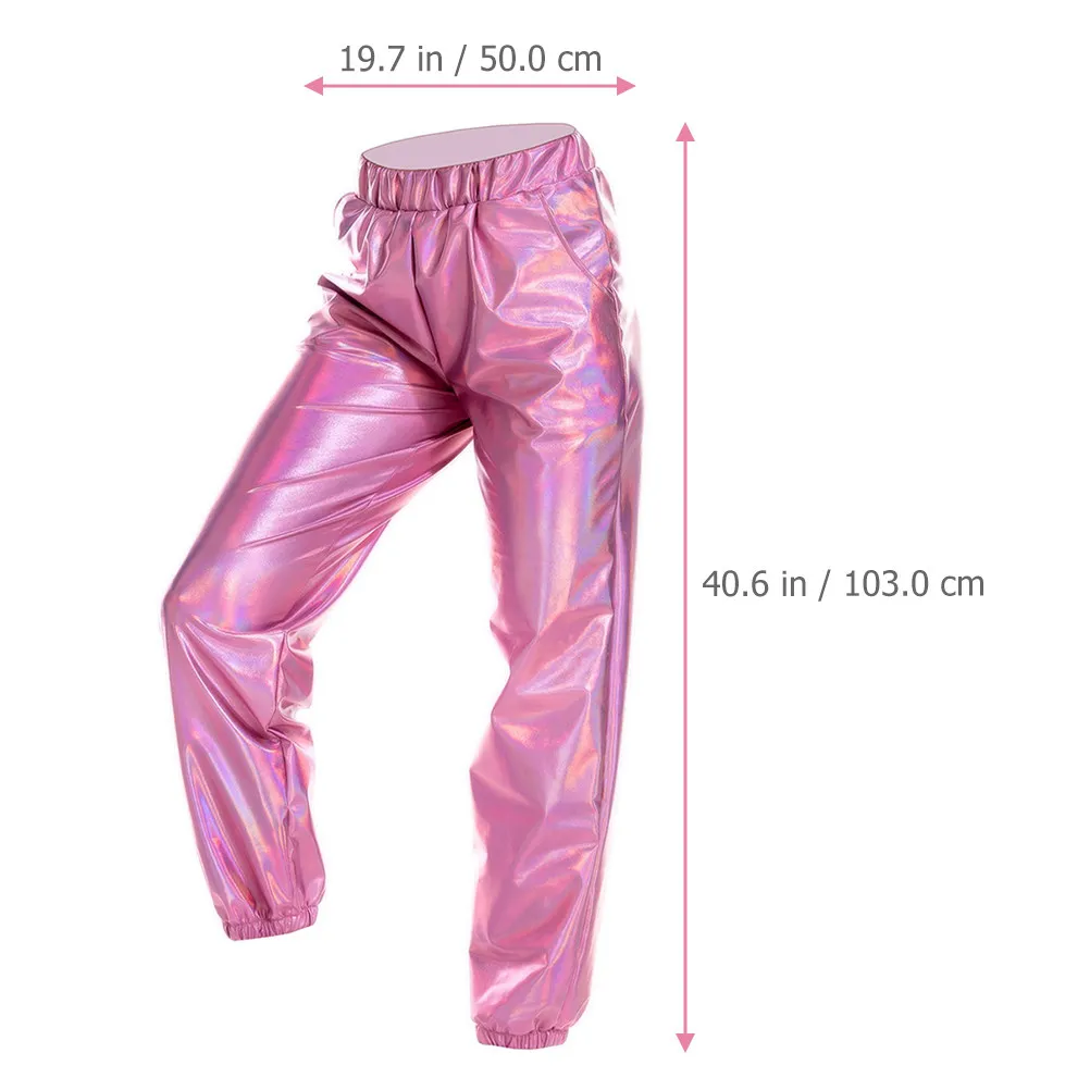 Metallic Shiny Yoga Pants High Waist Stretchy Hip-Hop Long Pants for Outdoor Indoor Sports Party Disco Rave Costume