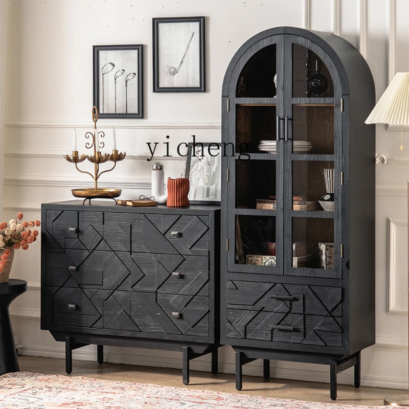 

Tqh Black Arch Storage Cabinet Nordic Simple Locker Hallway French Shoe Cabinet