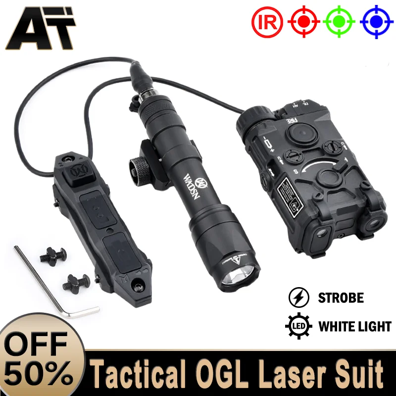 

WADSN Tactical Nylon Plastic OGL Red Blue Green IR Strobe Laser M600 M300 Flashlight Dual Pressure Switch Hunting Weapon Light