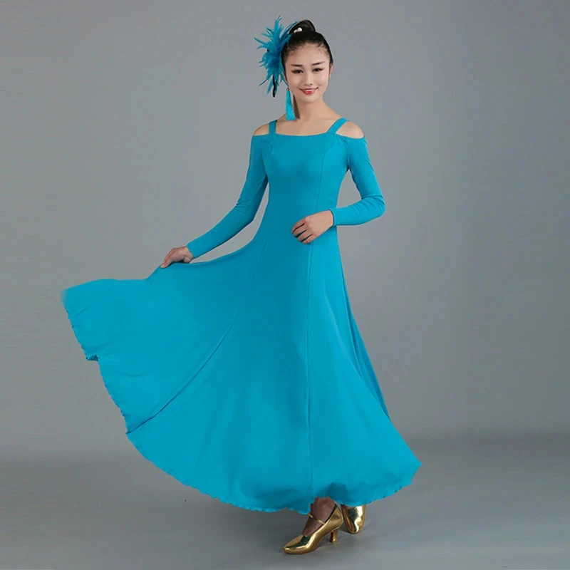 National Standard Ballroom Dance Skirt High-end Modern Dance Dress Sexy Long Sleeve Suspenders Evening Party Outfitsg