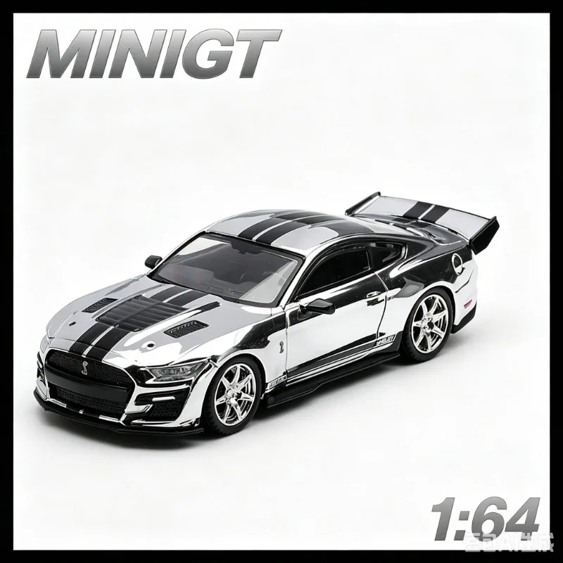 

MINIGT 1:64 Ford Shelby GT500 Dragon Snake Silver Plated Die Cast Alloy Car Model 1230 Male Gift Desktop Ornament.