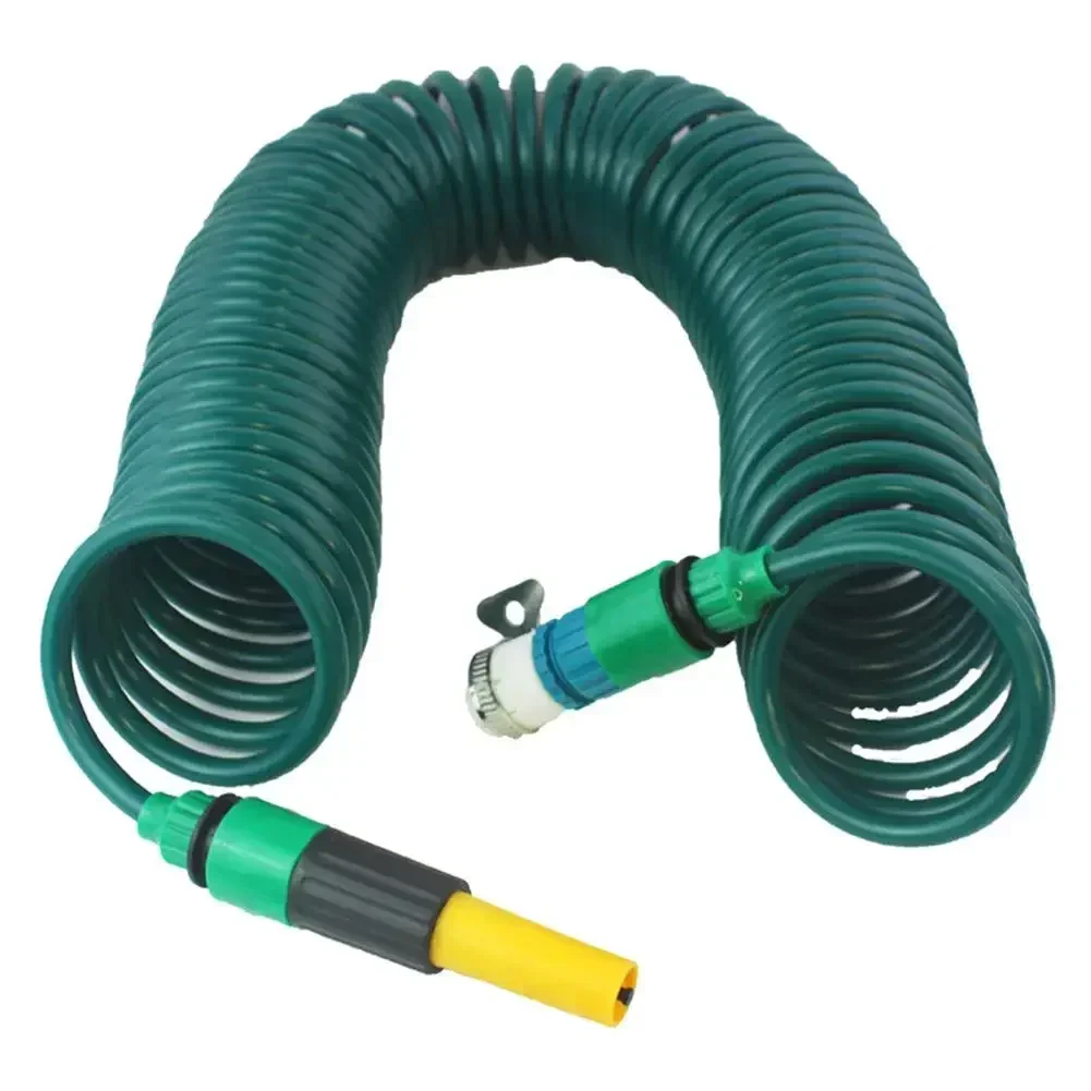 1pc 5/10/15M Retractable Coil Water Hose Flexible Plastic Water Pipe Thread Tap Quick Connector For Garden Watering Car Washing