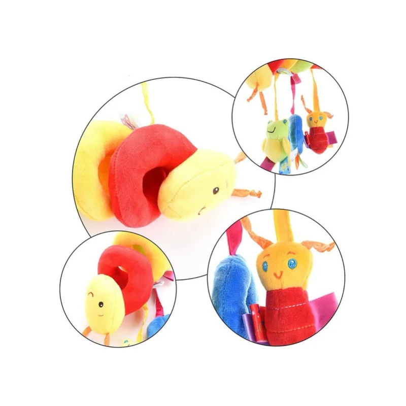 Berço infantil com minhoca, cama em torno de chocalho, carrinho de desenho animado, pendurado, envoltório de pelúcia, brinquedos de segurança em espiral