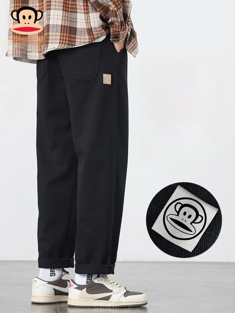 

Мужские рабочие брюки Paul Frank American Style из хлопка, свободные прямые повседневные брюки, новинка весны, дышащие, удобные, с мультяшным принтом