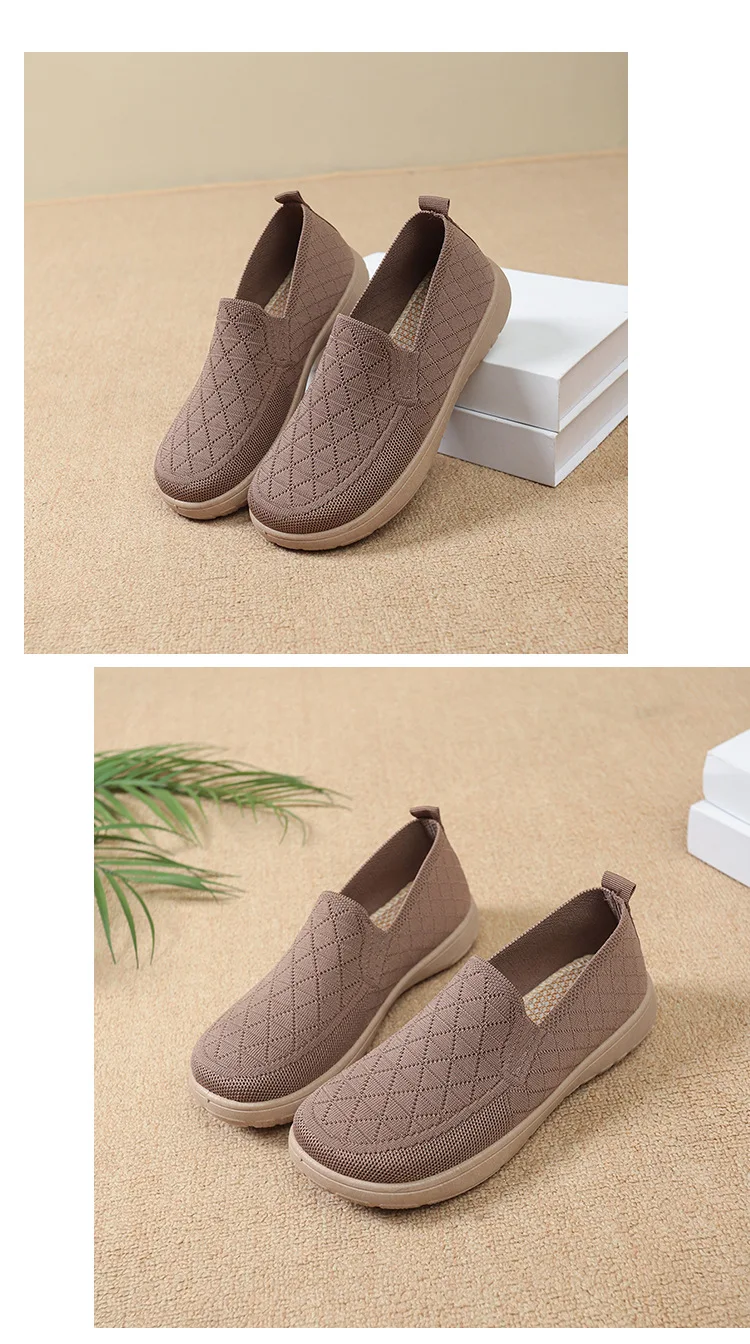 Damen Slip-On Schuhe im Stil von alten Peking-Stoffschuhen, atmungsaktive, gewebte, flache Schuhe, weich, rutschfest, bequem, zum Gehen, für Mütter, lässig, alltagstauglich, leichte Sneaker – Detail 21