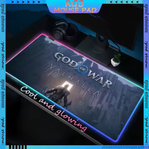 RGB G_God Of War XXL Gaming MousePad Gaming Keyboard Pad LED Backlight HD Anime Pad Desk mat Large Rubber Luminous rgb Mouse Pad