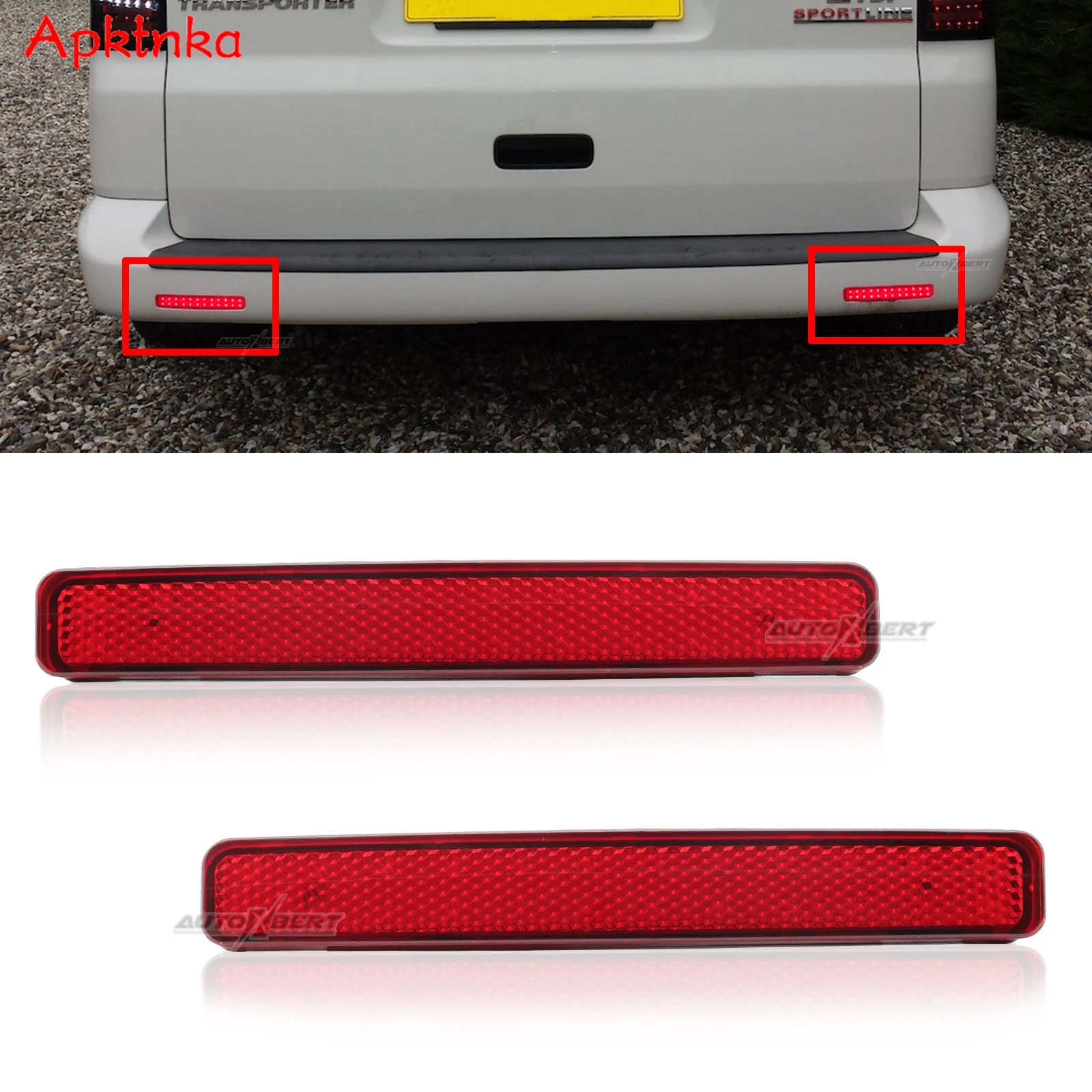 2x Rear Bumper Reflective Signal Light Tail Fog Lamp Assembly For VW T5 Transporter Caravelle Multivan 2003-11 Replacement Parts