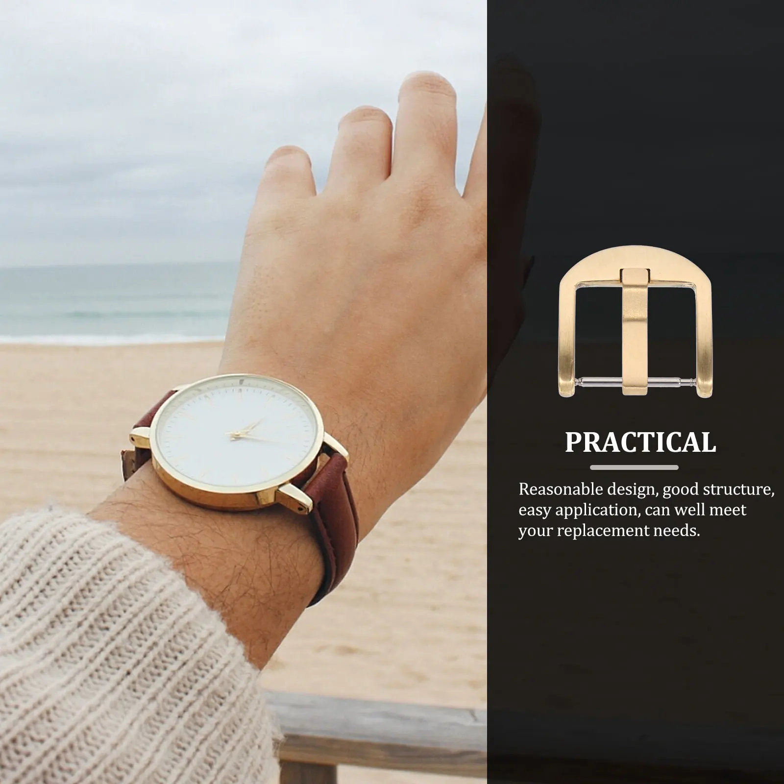 

Copper Watch Buckle Clasp Replaceable B Strap Wear resistant Accessory Fine Workmanship Durable Long lasting Decorative