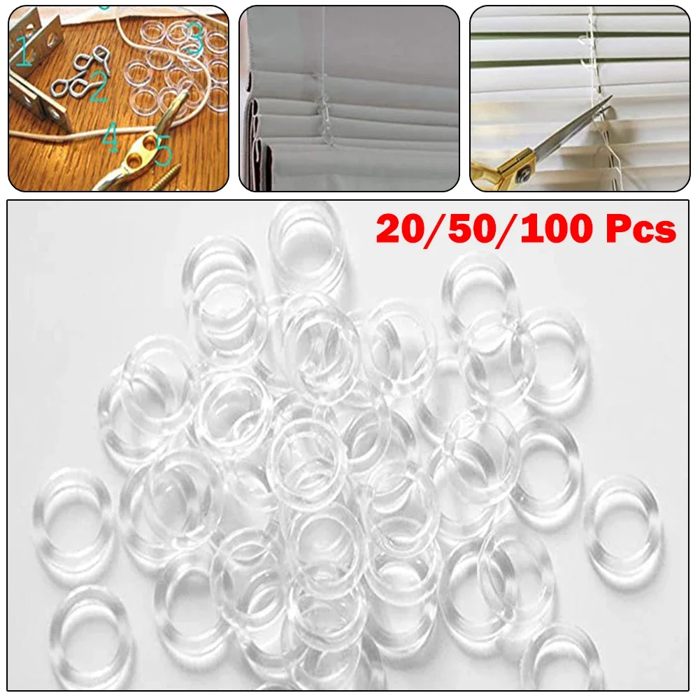 ローマンブラインド用透明プラスチックカーテンリング,垂直リング,コードガイド用パーツ,11mm, 20個,50個,100個