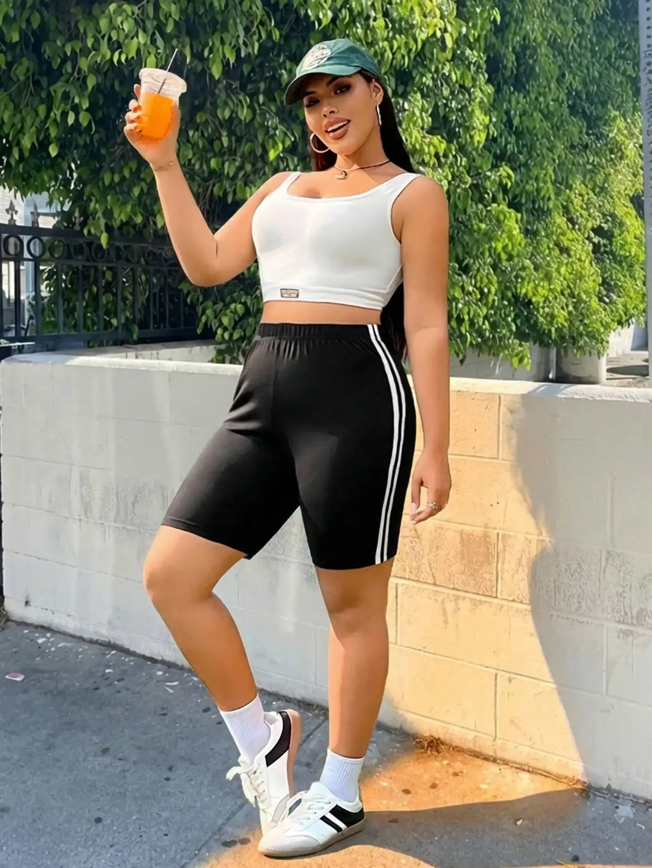 

Черные полосатые повседневные шорты-байкеры для женщин с эластичной талией, летние спортивные шорты