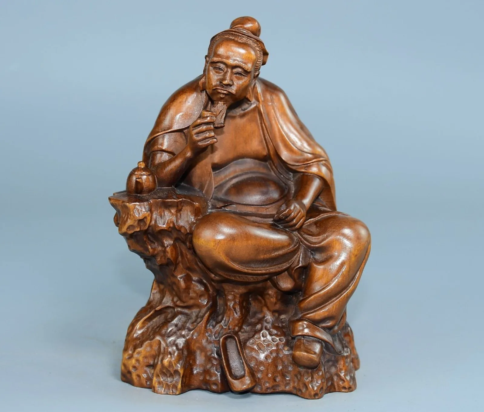 Handcrafted Wood Carving Carved Wooden Statue Tranquility Elegance Harmony