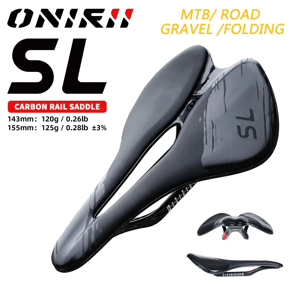 New ONIRII Carbon Fiber Retro Bicycle Saddle For MTB/ Road /Gravel /Folding Bike 7x9mm Rail Riding Seat 120g /125g Light Cushion