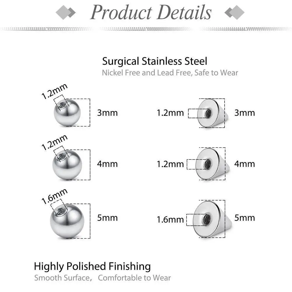 1-157Pcs Set Fake Eyebrow Ring - Body Jewelry Replacement Ball ulasan dan harga