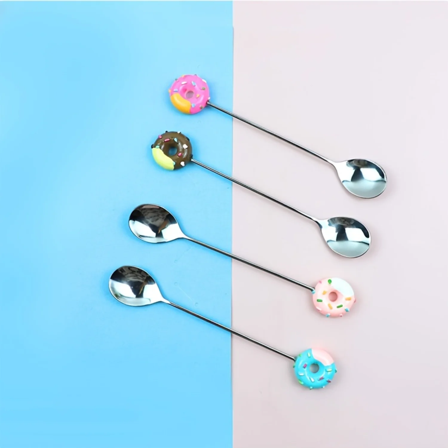 4pcs Stainless Steel Donut Spoon for Coffee, Desserts, Ice Cream, Sugar Mixing - Perfect for , School, Office, and Restaurant Us