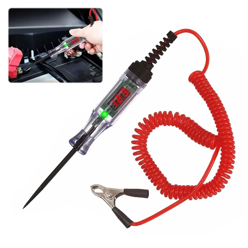 

Car Circuit Tester Pen 3-120V DC - LED Digital Test Light Fuse and Wiring Checker for Auto Truck Electrical Repair Tools