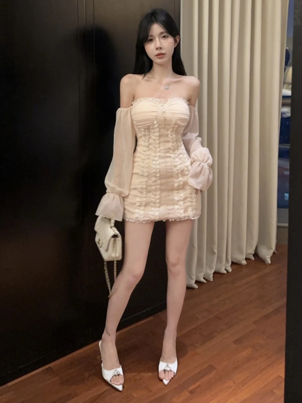

Ele Sexy Svel Long Lantern.Sve Slim Fit Bodycon Dr Cover up Дизайнерское модное повседневное коктейльное платье