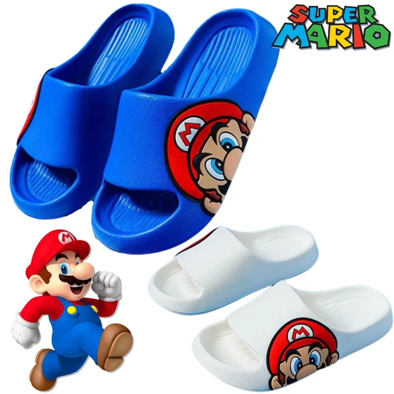 Super Mario Bros Children Slippers Anime Summer Non-Slip Home Bathroom Beach Kids Soft Slippers Cartoon Breathable Sandals Gift