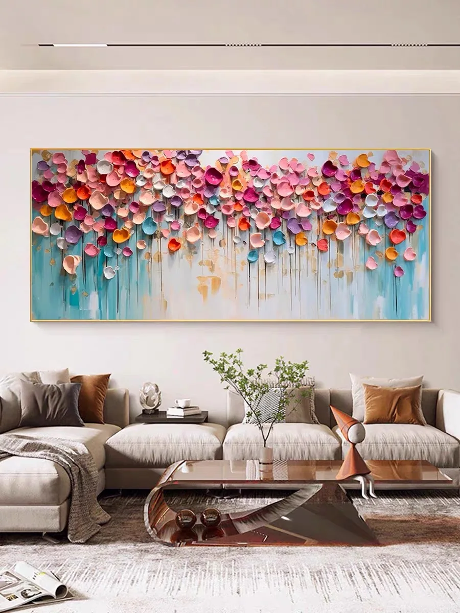 Abstract Golden White Flowers Hand Painted Oil Painting On Canvas Art Wall Pictures Painting For Living Room Home Decor Gift