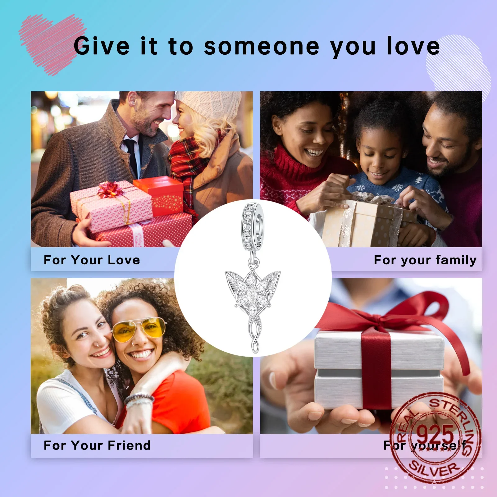 925 스털링 실버 잎 요정 천사 지르콘 매달려 펜던트의 매력에 맞게 원래 매력 팔찌 여성 DIY 쥬얼리 선물