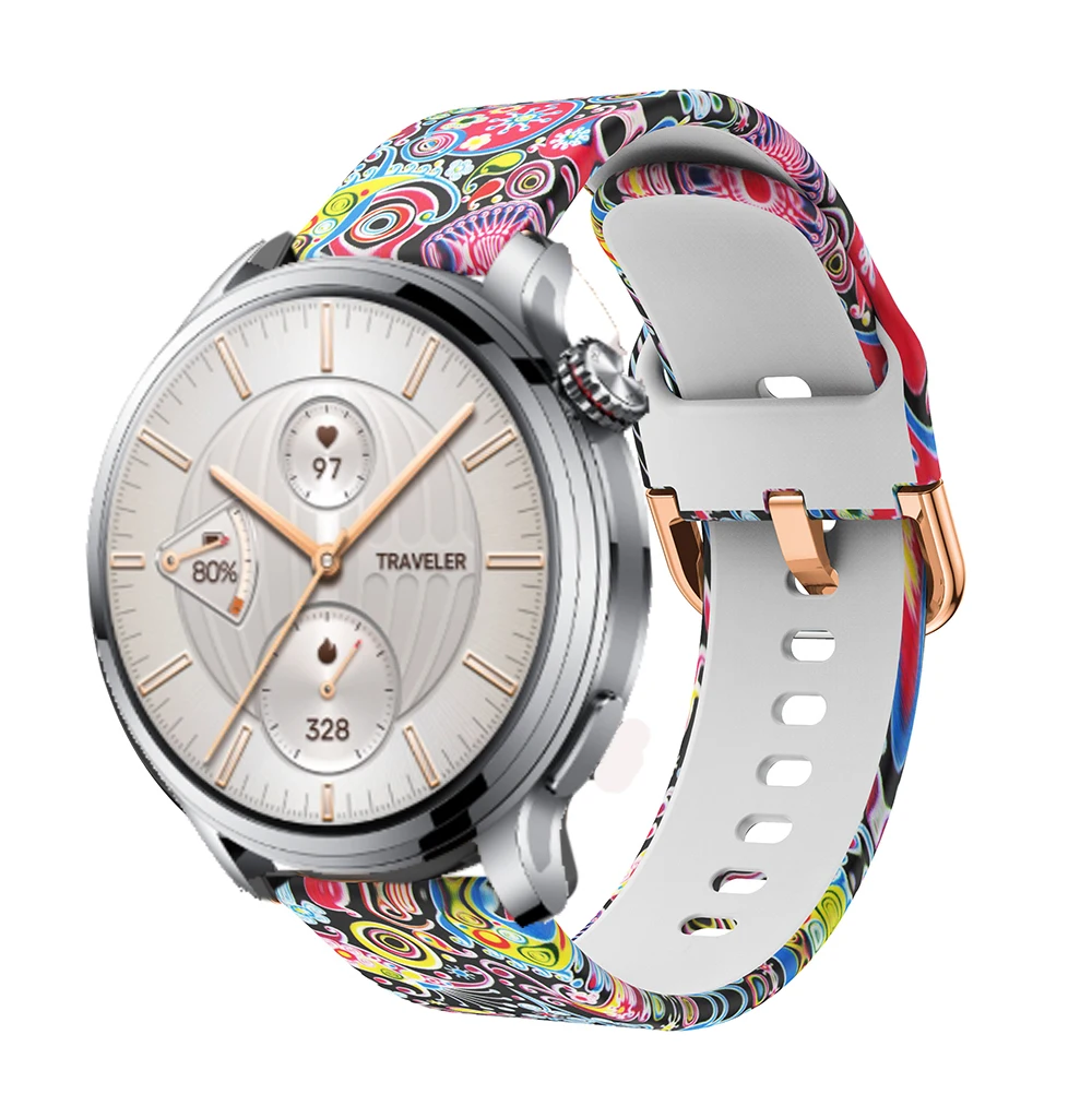 Correa de reloj de tela impresa de 22mm para HONOR Watch 4 Pro/GS 3/GS Pro, correa de cuero de repuesto, accesorios de pulsera