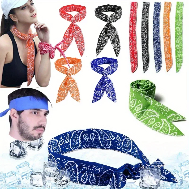 Bufanda refrescante de hielo para verano, diadema envolvente para el cuello, Bandana refrescante, bufanda para deportes al aire libre, diadema, toalla, pulsera, bufanda de protección solar