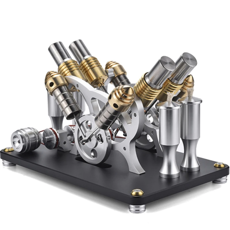 Precision High-end Manufacturing Power Generation Set Can Start Twin-cylinder Four-cylinder Stirling Engine All-metal Machine