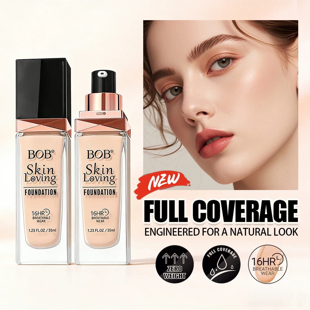 

BOB Long-lasting Liquid foundation Full Coverage Concealer Oil-control Moisturizing Natural Foundation Cream Makeup
