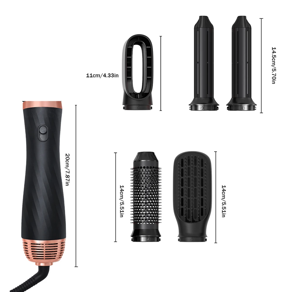 Multifunctional  Hair Dryer 5 in 1 Electric Comb Negative Ion Straightener Comb Curling Iron Detachable Heating Brush Hair Dryer