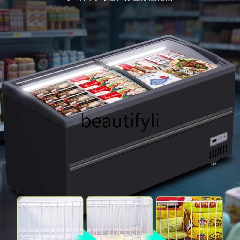

Ice Cream Cabinet Commercial Large Capacity Freezer Dual-use Glass Horizontal Display Cabinet