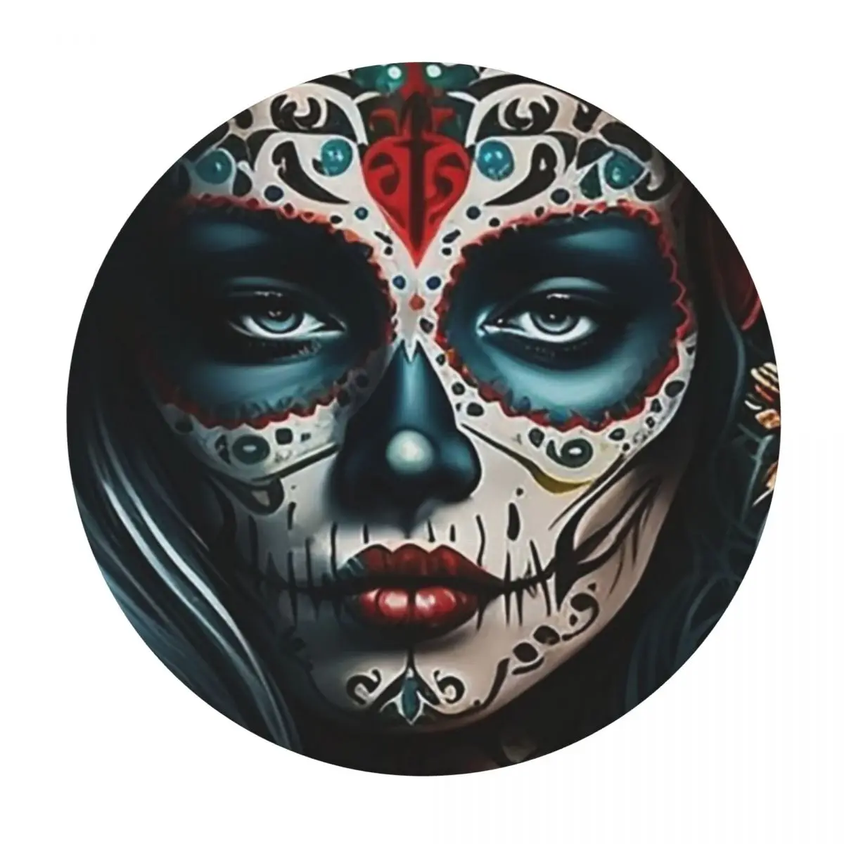 Mexico Skull Woman Vintage Style Waterproof Round Tablecloth Oilproof Table Cloth for Kitchen Events Dining Table Cover
