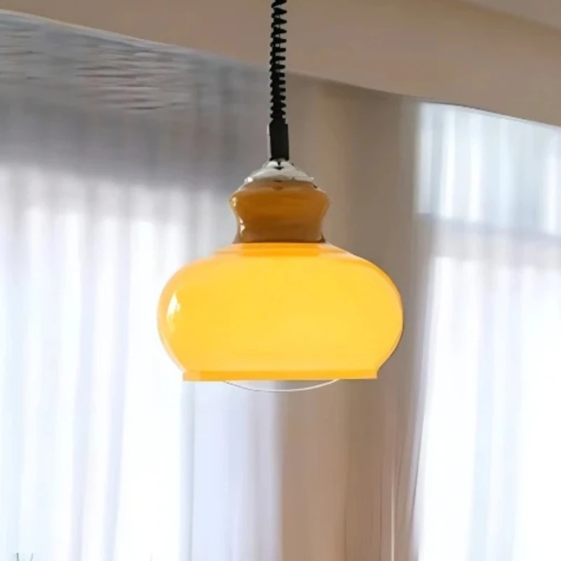 

Stretchable Pear Shaped Glass Led Pendant Lights Iron Vintage Lamps Bedroom Living Room Modern indoor Decoration Chandeliers