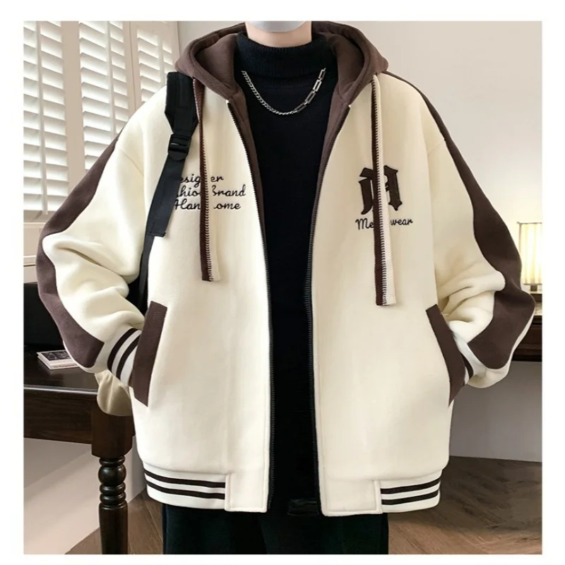 

Новое поступление осени/зимы 202, молодежная студенческая модная толстовка с капюшоном, мужская повседневная модная лоскутная верхняя одежда, топ