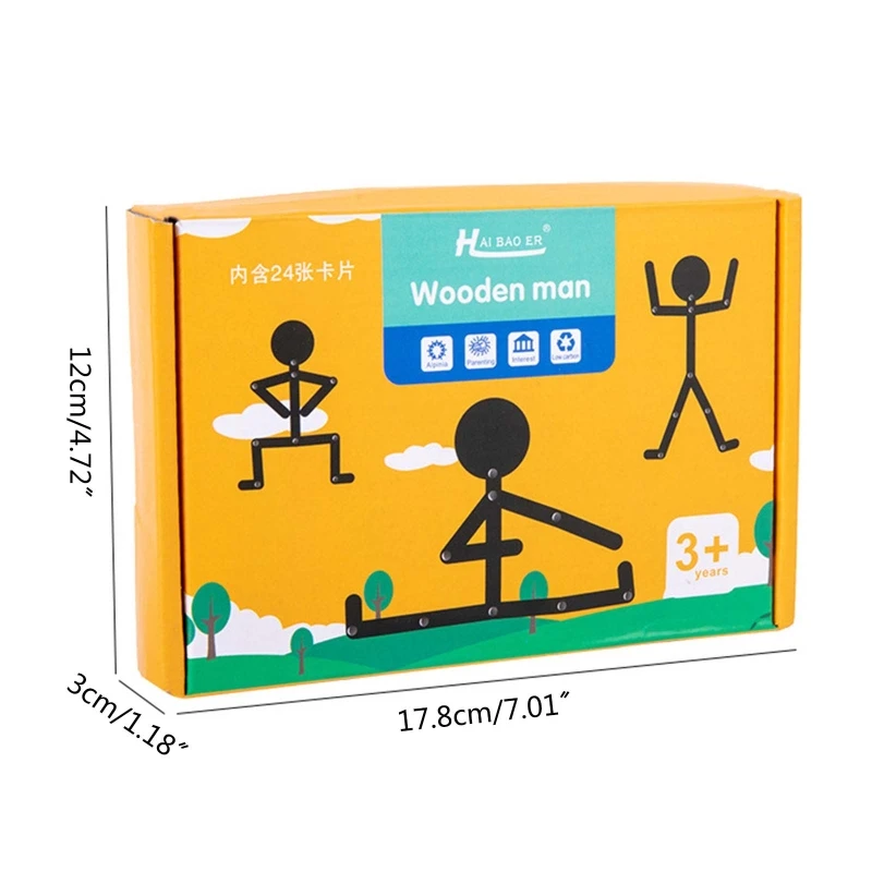 Montessori homem quebra-cabeça brinquedo postura correspondência criativo jogo tabuleiro para crianças criança 2/3/4 ano adereços aprendizagem precoce h055