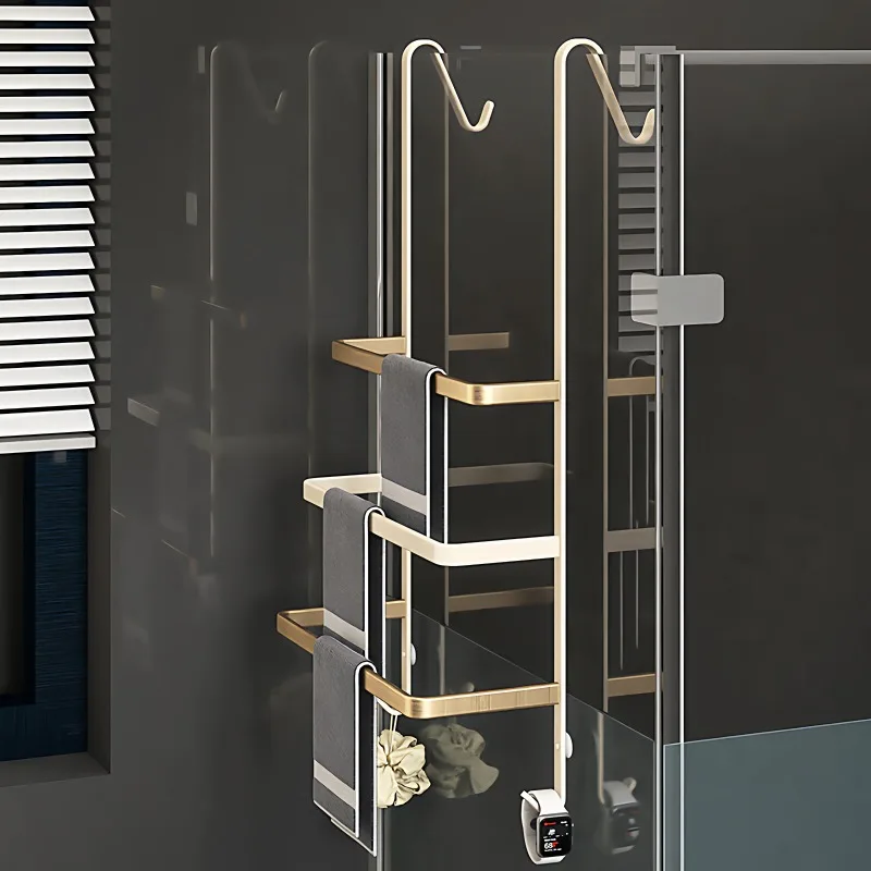 Bathroom Towel Rack Wall Mounted Towel Holder for Shower Room Hanging Storage Rack Rustproof Bathroom Bathtowel Organizer