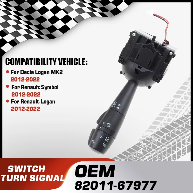 

82011-67977 Turn Signal Light Headlight Switch For Dacia Logan MK2 2012-2022 Renault Symbol 2012-2022 Renault Logan 2012-2022