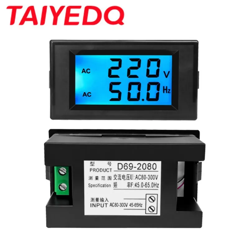 LCD Digital Voltmeter Frequency Meter Phase 110V 220V Three Phase 380V 50Hz Tester D69-2080