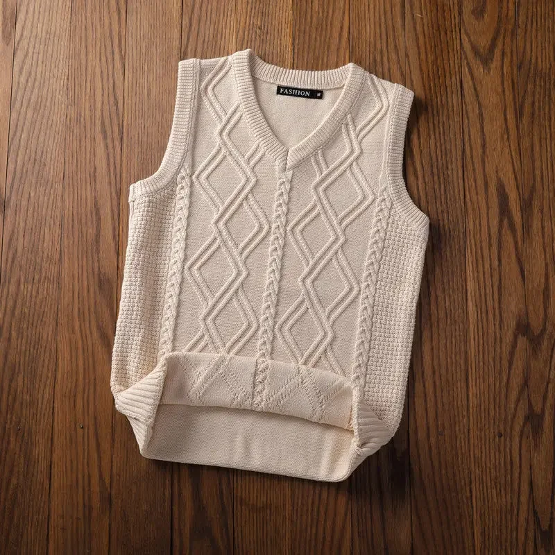 

Sweater Vests Men's Winter Students Neck Handsome Casual Streetwear Stylish Fashion Sleeveless All-match for Male