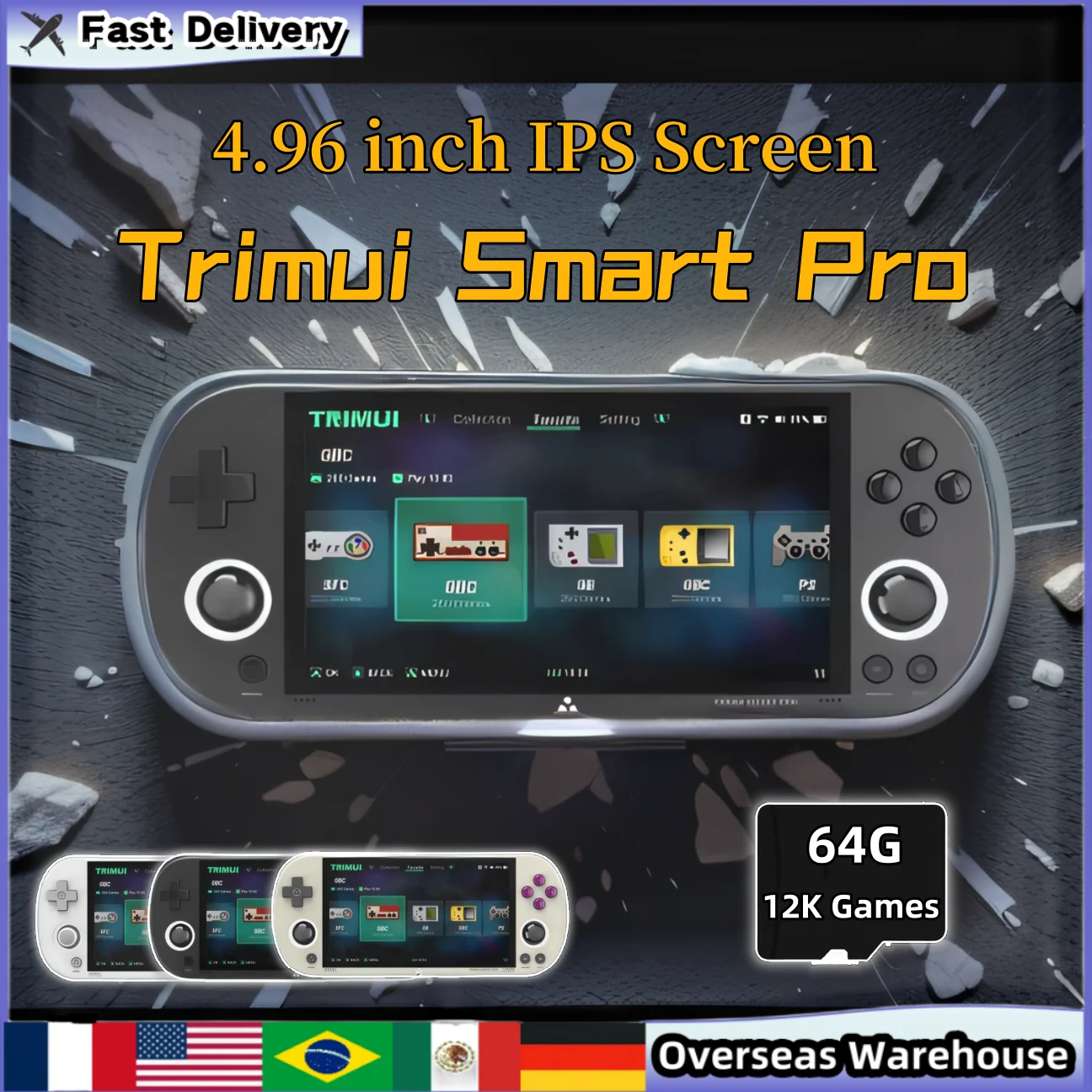 Trimui Smart Pro Handheld Game Console 4.96''IPS Screen Retro Video Game Console Linux System Handheld Game Consoles Player Gift