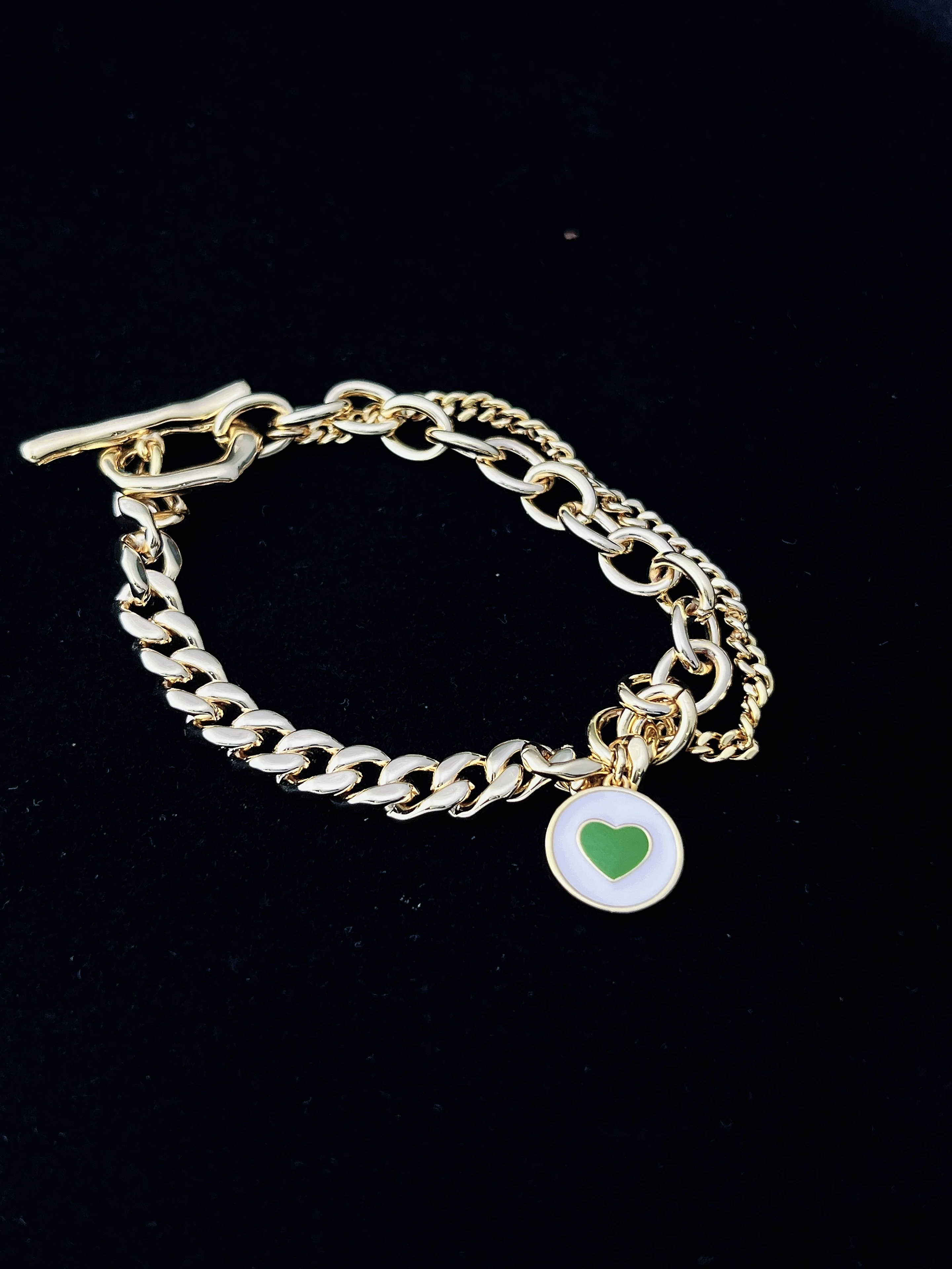 

Fashion Love Heart Enamel Bracelet Unisex Simple Personalized Cross-Border Design European And American Style for Men And Women